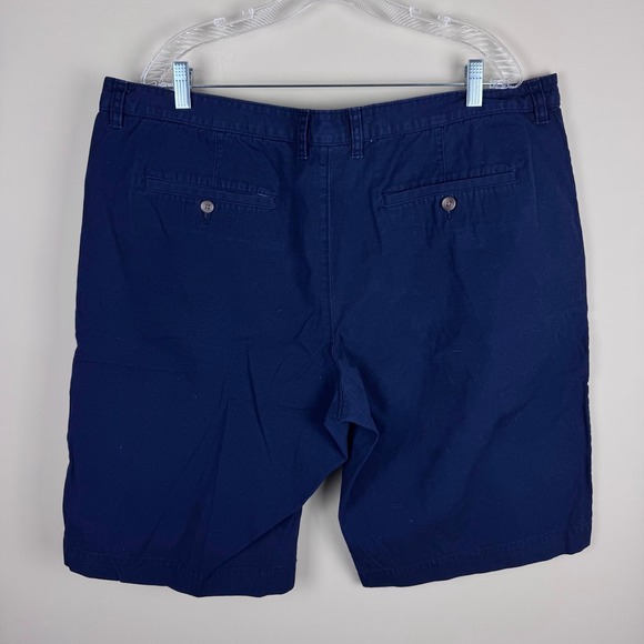 Merona Menswear Flat Front Chino Shorts Size 42 Navy Blue Cotton Casual - Picture 2 of 4